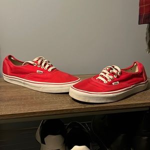 VANS Old Skool Red White Canvas Lace Up Classic Skate Shoes Mens Size 10 Comfort